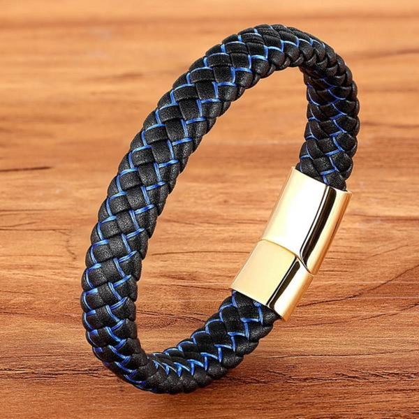 new men jewelry punk black blue braided leather bracelet for men stainless steel magnetic clasp fashion bangles gifts 6 colors h bbybsq, Golden;silver
new men jewelry punk black blue braided leather bracelet for men stainless steel magnetic clasp fashion bangles gifts 6 colors h bbybsq, Golden;silver