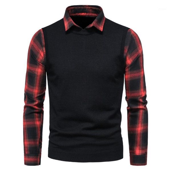 men's sweaters autumn red plaid twinset mens turn-down collar england style men pullover knitted 0251, White;black
men's sweaters autumn red plaid twinset mens turn-down collar england style men pullover knitted 0251, White;black