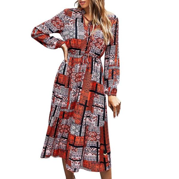ladies vintage holiday dress ladies classic contrast print dress thin women's v-neck high-waisted long-sleeved dresses, Black;gray
ladies vintage holiday dress ladies classic contrast print dress thin women's v-neck high-waisted long-sleeved dresses, Black;gray