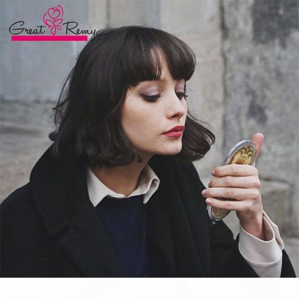 greatremy 150% 180% thickness human hair bob lace wig peruvian short audrey hepburn's style lace front wigs with bangs, Black;brown
greatremy 150% 180% thickness human hair bob lace wig peruvian short audrey hepburn's style lace front wigs with bangs, Black;brown