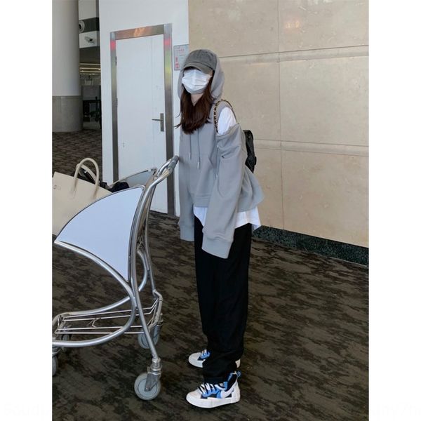2020 new gray hooded sweater women's loose korean spring sweatercoat sweaterand autumn thin lazy coatshoulder zipper cpqoh, Black
2020 new gray hooded sweater women's loose korean spring sweatercoat sweaterand autumn thin lazy coatshoulder zipper cpqoh, Black