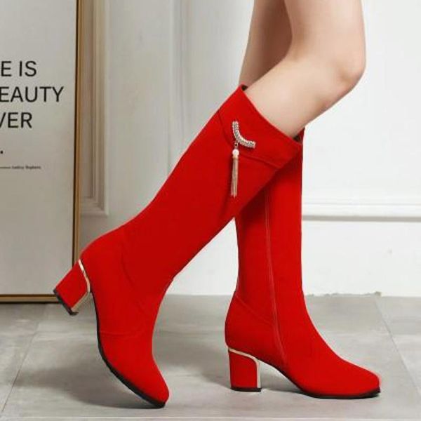 women fashion suede high boots pointed thick with high heel warm snow boots plus size 43 rubber flock shoes british style, Black
women fashion suede high boots pointed thick with high heel warm snow boots plus size 43 rubber flock shoes british style, Black