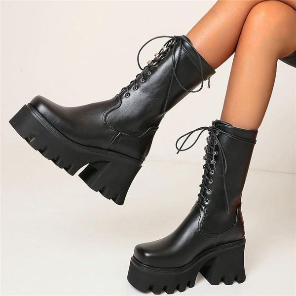high punk goth creepers women lace up straps high heel ankle boots female round toe chunky platform pumps shoes casual shoes, Black
high punk goth creepers women lace up straps high heel ankle boots female round toe chunky platform pumps shoes casual shoes, Black