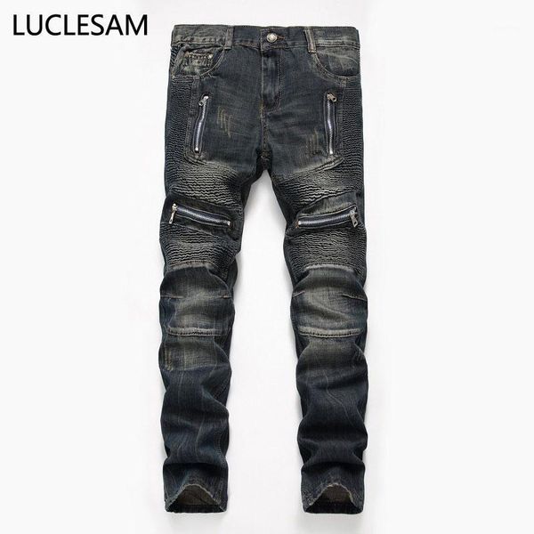 brand designer biker jeans men streetwear hip hop folds moto denim pants trousers casual slim zipper straight los hombres jeans1, Blue
brand designer biker jeans men streetwear hip hop folds moto denim pants trousers casual slim zipper straight los hombres jeans1, Blue