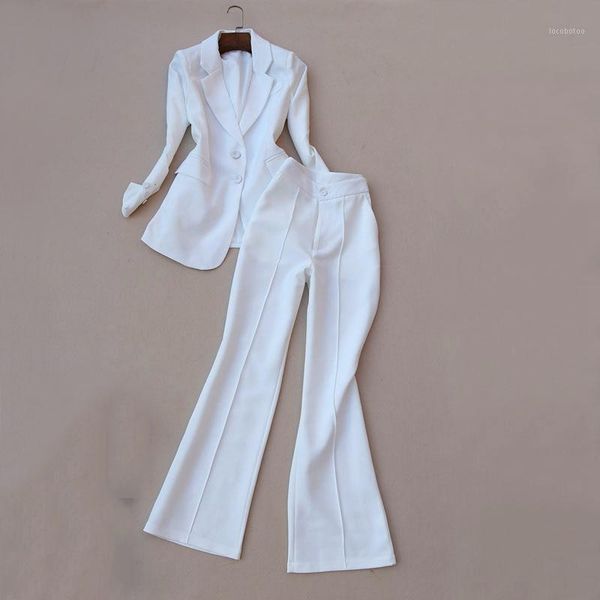 women's two piece pants autumn and winter women's professional small suit high-waist flared 2-piece high-quality office work cloth, White
women's two piece pants autumn and winter women's professional small suit high-waist flared 2-piece high-quality office work cloth, White