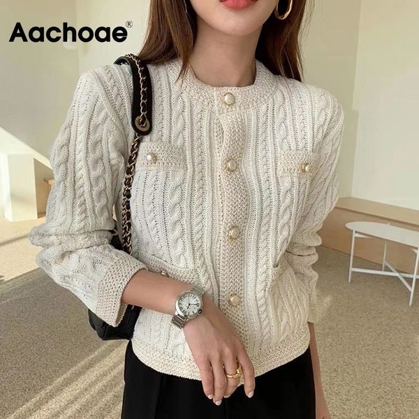 aachoae korean style chic knit cardigan women autumn winter o neck twist sweater sweet pearl button long sleeve outerwear coat 201031, White;black
aachoae korean style chic knit cardigan women autumn winter o neck twist sweater sweet pearl button long sleeve outerwear coat 201031, White;black