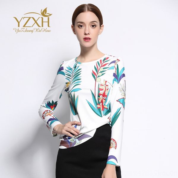 spring summer 2020 printed t-shirt crew neck slim long sleeve t-shirt official website large women's wear o8zbq, White