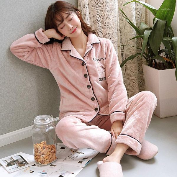 autumn and winter warm flannel simple cardigan lapel long-sleeved pajamas women's embroidery pink sweet elegant home clothes set1, Black;red
autumn and winter warm flannel simple cardigan lapel long-sleeved pajamas women's embroidery pink sweet elegant home clothes set1, Black;red