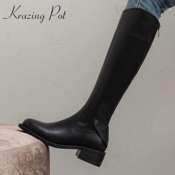 krazing pot genuine leather round toe med heel winter shoes simple style beauty lady streetwear knee-high boots l101, Black
krazing pot genuine leather round toe med heel winter shoes simple style beauty lady streetwear knee-high boots l101, Black