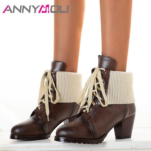 annymoli woman boots high heel ankle boots block heel shoes lace up female short autumn winter yellow brown large size 46, Black
annymoli woman boots high heel ankle boots block heel shoes lace up female short autumn winter yellow brown large size 46, Black