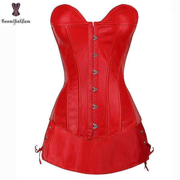 red faux leather corset dress suit overbust busiter suit plus size corselet black party club wear fish boned gothic korset1, Black;white
red faux leather corset dress suit overbust busiter suit plus size corselet black party club wear fish boned gothic korset1, Black;white