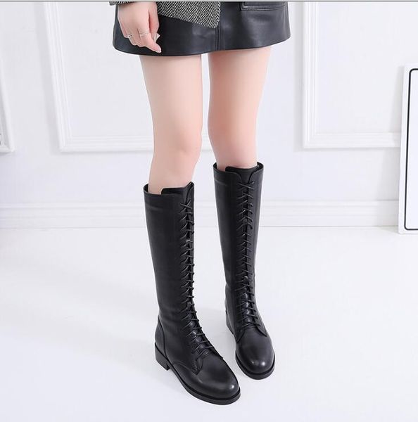 leather boots, lace-up rear zipper and velvet warmth, fashion boots, flat bottom net red knight boots, Black
leather boots, lace-up rear zipper and velvet warmth, fashion boots, flat bottom net red knight boots, Black