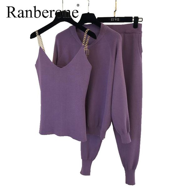 ranberone 3 piece women suit tracksuit winter sport vest knitted + zipper jacket + elastic pants fashion female sweatshirt set, White;black
ranberone 3 piece women suit tracksuit winter sport vest knitted + zipper jacket + elastic pants fashion female sweatshirt set, White;black