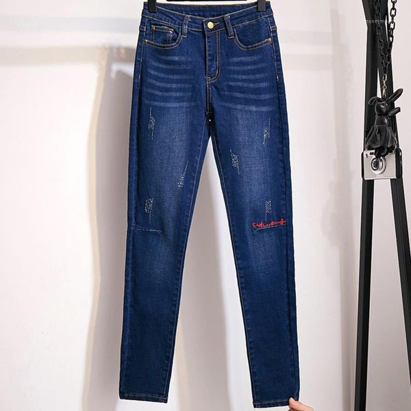 autumn new knee embroidery stretch slim full length women's jeans high waist skinny pencil pants denim trousers mujer plus size1, Blue
autumn new knee embroidery stretch slim full length women's jeans high waist skinny pencil pants denim trousers mujer plus size1, Blue