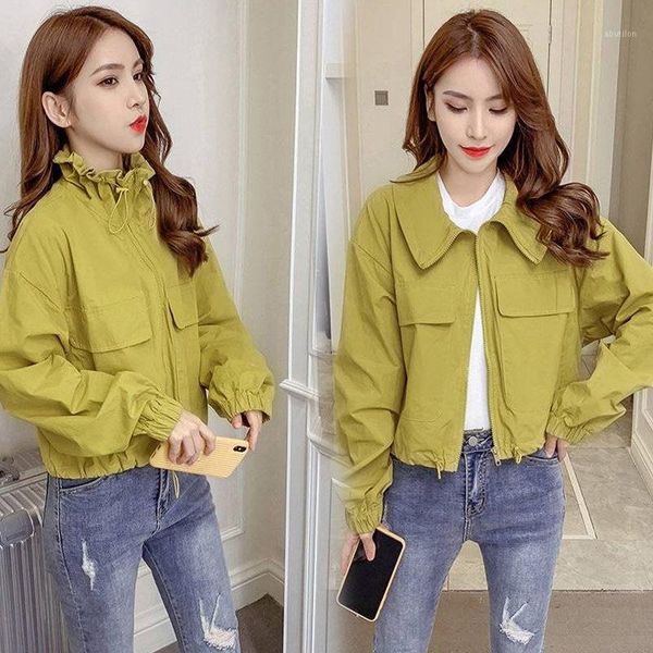 women's jackets 2021 style spring autumn women casual vintage pocket streetwear brief cotton korean solid loose harajuku short coat a2, Black;brown
women's jackets 2021 style spring autumn women casual vintage pocket streetwear brief cotton korean solid loose harajuku short coat a2, Black;brown
