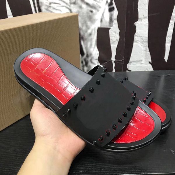 new summer luxury men black leather rivets red bottom sandals slipper indoor fashion outdoor slipper couple fashion sandals flip flops
new summer luxury men black leather rivets red bottom sandals slipper indoor fashion outdoor slipper couple fashion sandals flip flops