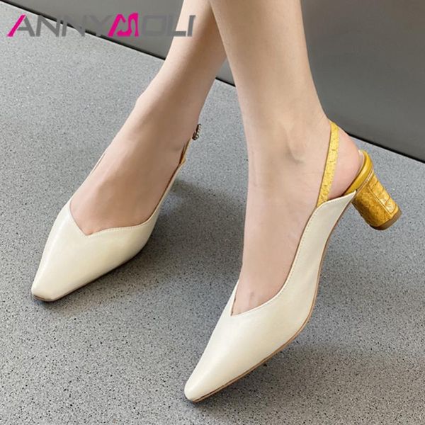 annymoli crystal genuine leather high heels pumps slingbacks women shoes square toe thick heel footwear lady summer black beige
annymoli crystal genuine leather high heels pumps slingbacks women shoes square toe thick heel footwear lady summer black beige