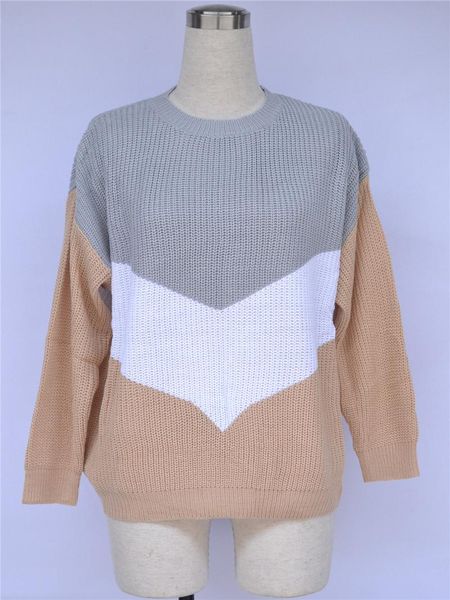 women long sleeve color block stylish loose fashion knitwear for ladies female 2020, White;black
women long sleeve color block stylish loose fashion knitwear for ladies female 2020, White;black