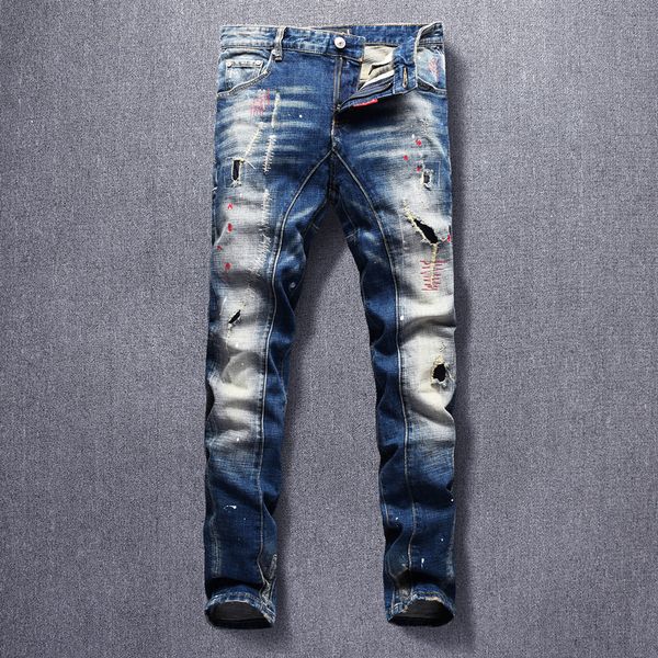2021 new american streetwear fashion men jeans slim fit hip hop denim trousers embroidery designer spliced biker pants homme 3v, Blue
2021 new american streetwear fashion men jeans slim fit hip hop denim trousers embroidery designer spliced biker pants homme 3v, Blue