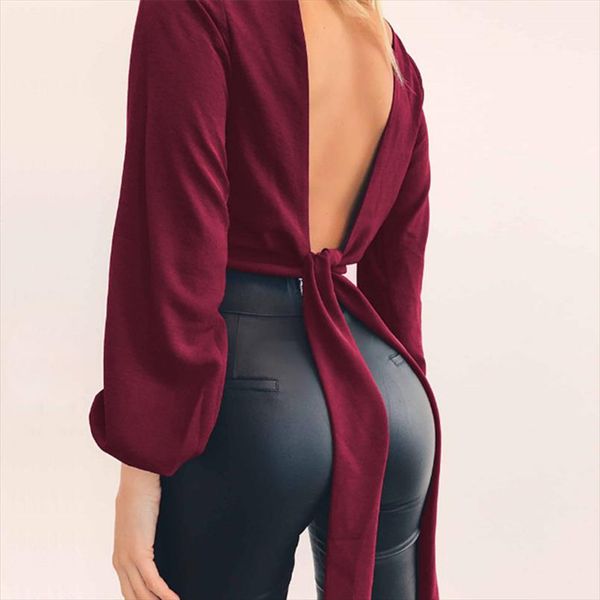 2020 fashion women blouse tie back deep v neck long sleeve blusa feminina cutout casual shirt crop femme pullover, White
2020 fashion women blouse tie back deep v neck long sleeve blusa feminina cutout casual shirt crop femme pullover, White