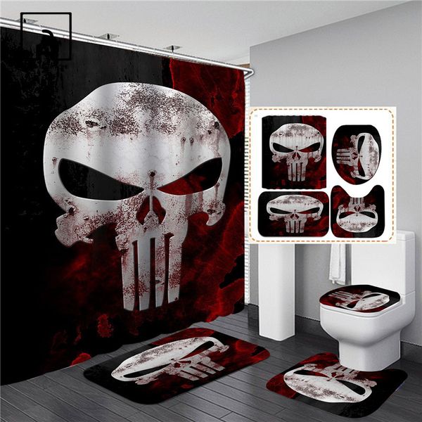 black skull skeleton printed shower curtain set hallown horror bath mat punk cool toilet lid bathing screen home festival decor
black skull skeleton printed shower curtain set hallown horror bath mat punk cool toilet lid bathing screen home festival decor