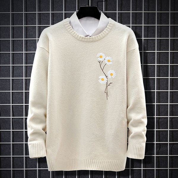 2021 new mens knitted sweater 2021 autumn winter men's flower decoration jumper casual loose soft male sweaters daisy embroidery zuxi, White;black
2021 new mens knitted sweater 2021 autumn winter men's flower decoration jumper casual loose soft male sweaters daisy embroidery zuxi, White;black