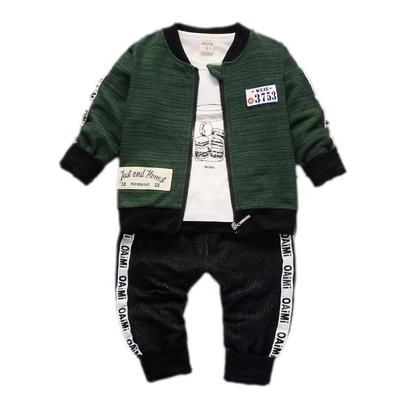 baby boys girls clothing set fall infant clothes long sleeve kids t-shirt+coat+pants 3pcs toddler childern clothes a0078 201031, White
