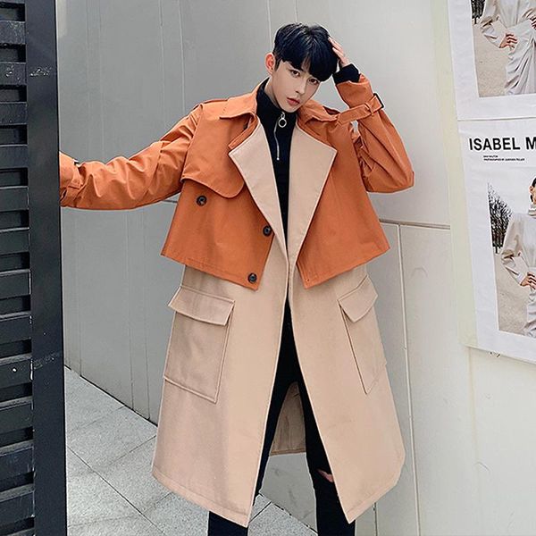 men's wool & blends winter retro loose mixed color 2 pcs overcoat long trench coat m22, Black
men's wool & blends winter retro loose mixed color 2 pcs overcoat long trench coat m22, Black