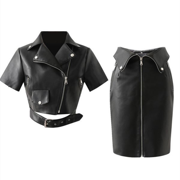 2021 new cool autumn girl from the motorcycle leather short sleeve jacket zipper high waist waistband outfit two girls'ensemble kaik, Black;gray
2021 new cool autumn girl from the motorcycle leather short sleeve jacket zipper high waist waistband outfit two girls'ensemble kaik, Black;gray