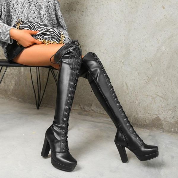 boots winter 2021 european and american cross strap waterproof platform high heel thick over knee, Black
boots winter 2021 european and american cross strap waterproof platform high heel thick over knee, Black