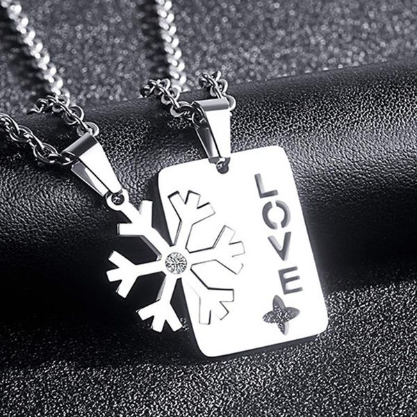 necklace womens stainless steel fashion nameplate necklace snowflake couples lovers pendants jewelry for neck male accessories, Silver
necklace womens stainless steel fashion nameplate necklace snowflake couples lovers pendants jewelry for neck male accessories, Silver