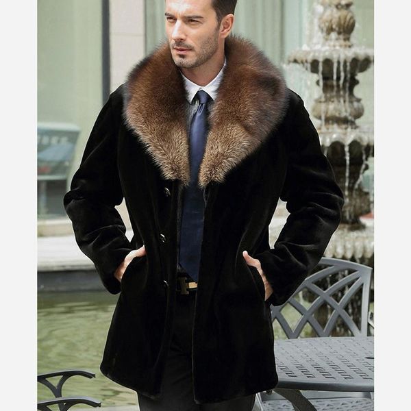 elegant 2021 business solid vetement men's winter faux fur overcoat office long plus size big fur collar coat, Black
elegant 2021 business solid vetement men's winter faux fur overcoat office long plus size big fur collar coat, Black
