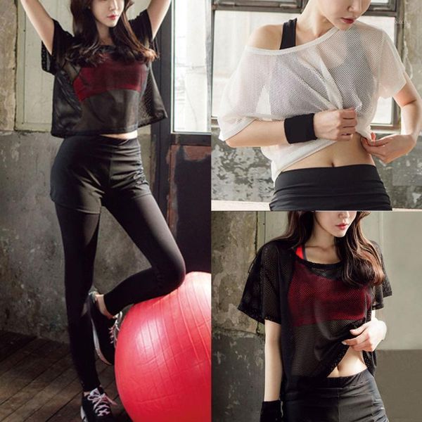 women short sleeves yoga t-shirt mesh breathable quick dry summer tee fitness mvi-ing1, White;red
women short sleeves yoga t-shirt mesh breathable quick dry summer tee fitness mvi-ing1, White;red