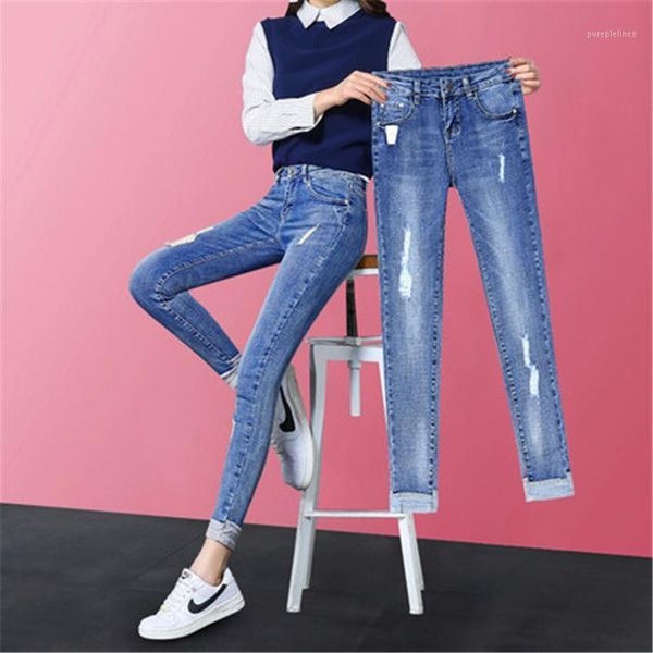 women's clothing of large size fashion autumn female casual streetwear jeans with hole elegant denim trousers lwl4891, Blue
women's clothing of large size fashion autumn female casual streetwear jeans with hole elegant denim trousers lwl4891, Blue
