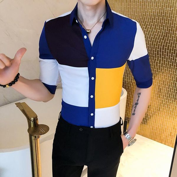 spring men short sleeve shirt patchwork color casual slim fit dress shirts streetwear social nightclub camisa masculina1, White;black
spring men short sleeve shirt patchwork color casual slim fit dress shirts streetwear social nightclub camisa masculina1, White;black