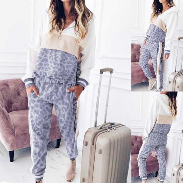 women running hoodies patchwork leopard sportswear sets female 2 piece long sleeve sweatshirt pant spring autumn, Gray
women running hoodies patchwork leopard sportswear sets female 2 piece long sleeve sweatshirt pant spring autumn, Gray