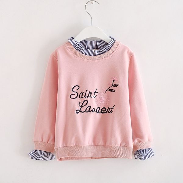 spring and autumn letters flowers embroidery pattern fake two pieces girls pullover, Black;white
spring and autumn letters flowers embroidery pattern fake two pieces girls pullover, Black;white