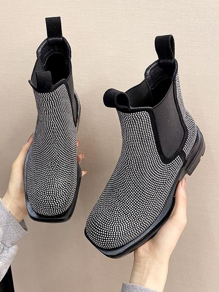 white ankle boots boots-women women shoes autumn winter footwear booties ladies crystal luxury designer low med 2020, Black
white ankle boots boots-women women shoes autumn winter footwear booties ladies crystal luxury designer low med 2020, Black