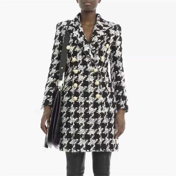 runway baroque designer blazer women's lion buttons notched collar tweed long wool coat y201026, White;black
runway baroque designer blazer women's lion buttons notched collar tweed long wool coat y201026, White;black
