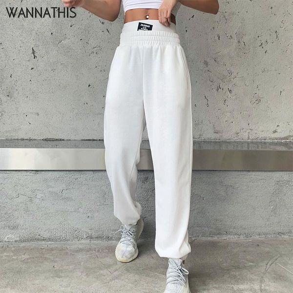 women's pants & capris wannathis autumn cotton trousers high waist letter print full length streetwear casual sporty pencil, Black;white 
women's pants & capris wannathis autumn cotton trousers high waist letter print full length streetwear casual sporty pencil, Black;white