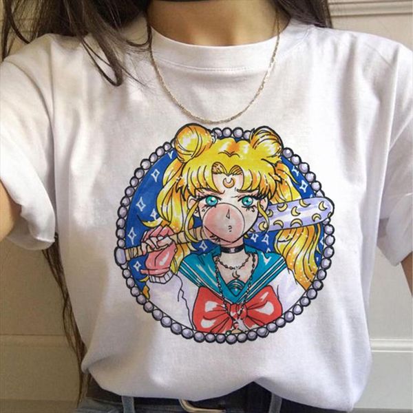 sailor moon kawaii harajuku anime ullzang t shirt women cute cat funny t shirt 90s aesthetic tshirt korean style tees female, White 
sailor moon kawaii harajuku anime ullzang t shirt women cute cat funny t shirt 90s aesthetic tshirt korean style tees female, White