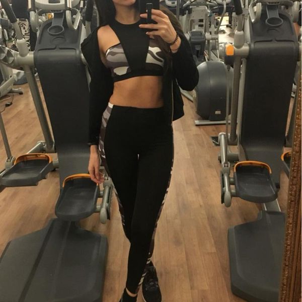 yoga outfits women set fashion mini wrap repair round neck vest printed pattern pants trousers sport fitness pant two-piece, White;red