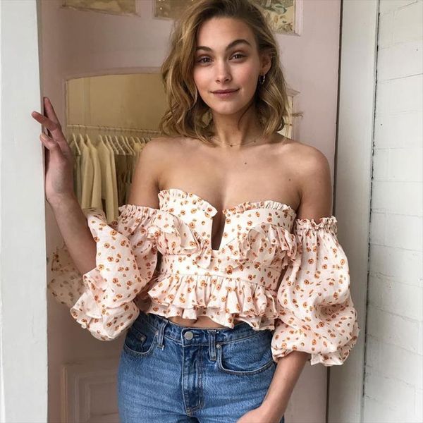 2021 summer print slash neck women bodice off the shoulder long sleeve blouse drop shipping, White
2021 summer print slash neck women bodice off the shoulder long sleeve blouse drop shipping, White