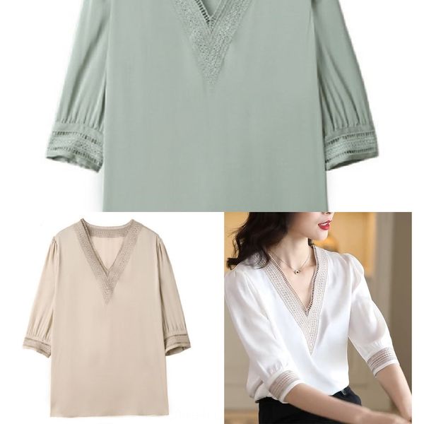 autumn 2020 new v-neck hook flower 7 4 sleeve color matching t-shirt and silk and versatile fashion silk t-shirt ttfmn, White
autumn 2020 new v-neck hook flower 7 4 sleeve color matching t-shirt and silk and versatile fashion silk t-shirt ttfmn, White