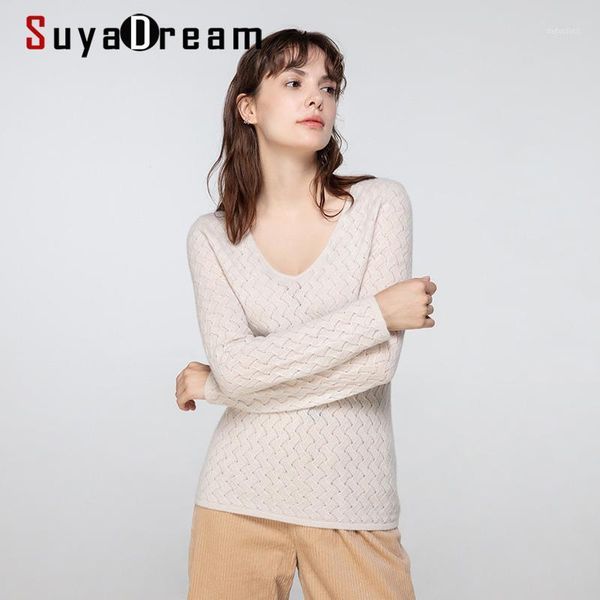 suyadream woman sweaters 100%cashmere v neck pullovers long sleeve solid white sweaters 2020 fall winter knit, White;black
suyadream woman sweaters 100%cashmere v neck pullovers long sleeve solid white sweaters 2020 fall winter knit, White;black