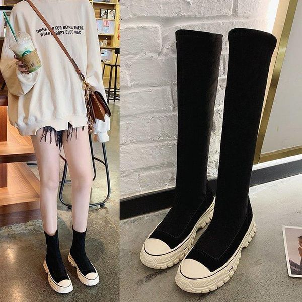 women boots 2020 autumn stretch boots short sneakers long thick platform slip-on women's botas mujer, Black
women boots 2020 autumn stretch boots short sneakers long thick platform slip-on women's botas mujer, Black