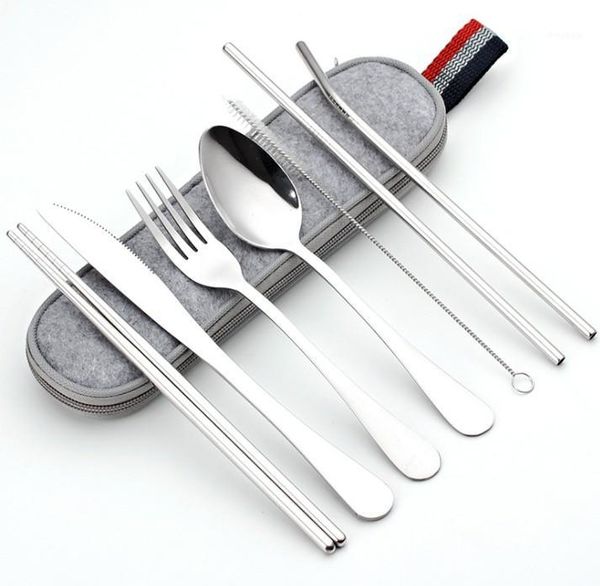 dinnerware sets 410 stainless steel knife fork spoon 304 straw chopsticks travel portable bag outdoor tableware set1
dinnerware sets 410 stainless steel knife fork spoon 304 straw chopsticks travel portable bag outdoor tableware set1