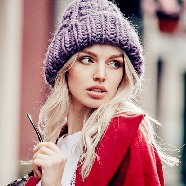 women winter knitted beanies hat thick soft warm coarse large manual knitted solid hat female ski bonnet skullies beanies, Blue;gray
women winter knitted beanies hat thick soft warm coarse large manual knitted solid hat female ski bonnet skullies beanies, Blue;gray
