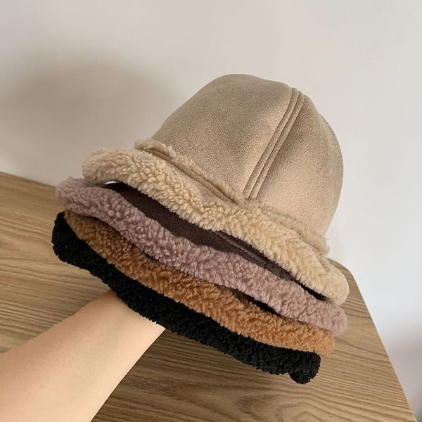 winter thick bucket hat women lamb wool suede double-sided fisherman hats solid casual fashion caps ourdoors warm harajuku cap f1210, Blue;gray
winter thick bucket hat women lamb wool suede double-sided fisherman hats solid casual fashion caps ourdoors warm harajuku cap f1210, Blue;gray