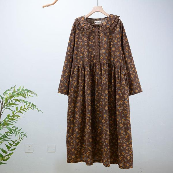 2021 spring new women's retro floral sweet lace lapel cotton and linen dress loose large size long sleeve dress zz1578, Black;gray
2021 spring new women's retro floral sweet lace lapel cotton and linen dress loose large size long sleeve dress zz1578, Black;gray